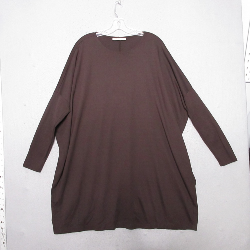 Bryn Walker Dress Small Brown Lagenlook Boxy Relaxed USA Modal Long Sleeve